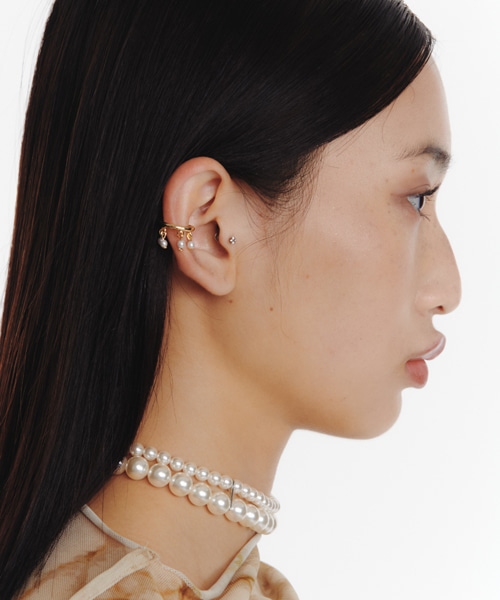 Lace pearl gold earcuff