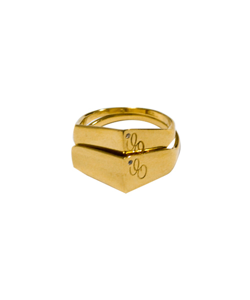 Fairy wing logo gold ring (2Set)