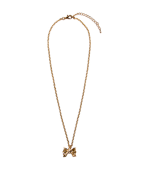 Gold ribbon pendant necklace