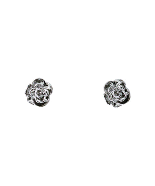 Rose flower silver earring
