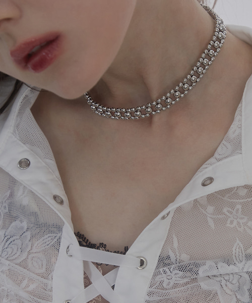 Silver corset necklace