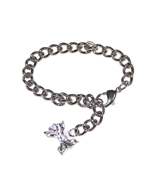 Ribbon silver chain bracelet