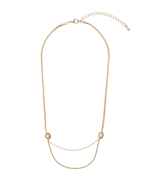 Shirring knot gold layered necklace